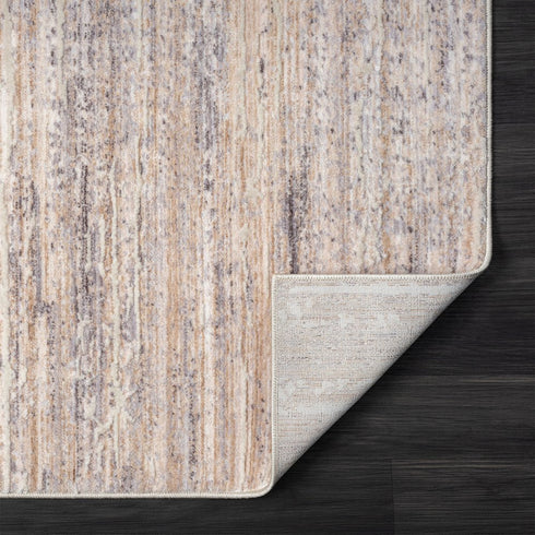 4' X 6' Beige And Gray Striped Area Rug